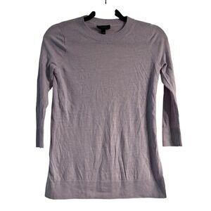 J.Crew Womens XXS Lavender Purple 3/4 Sleeve Crewneck Knit Sweater Side Slits
